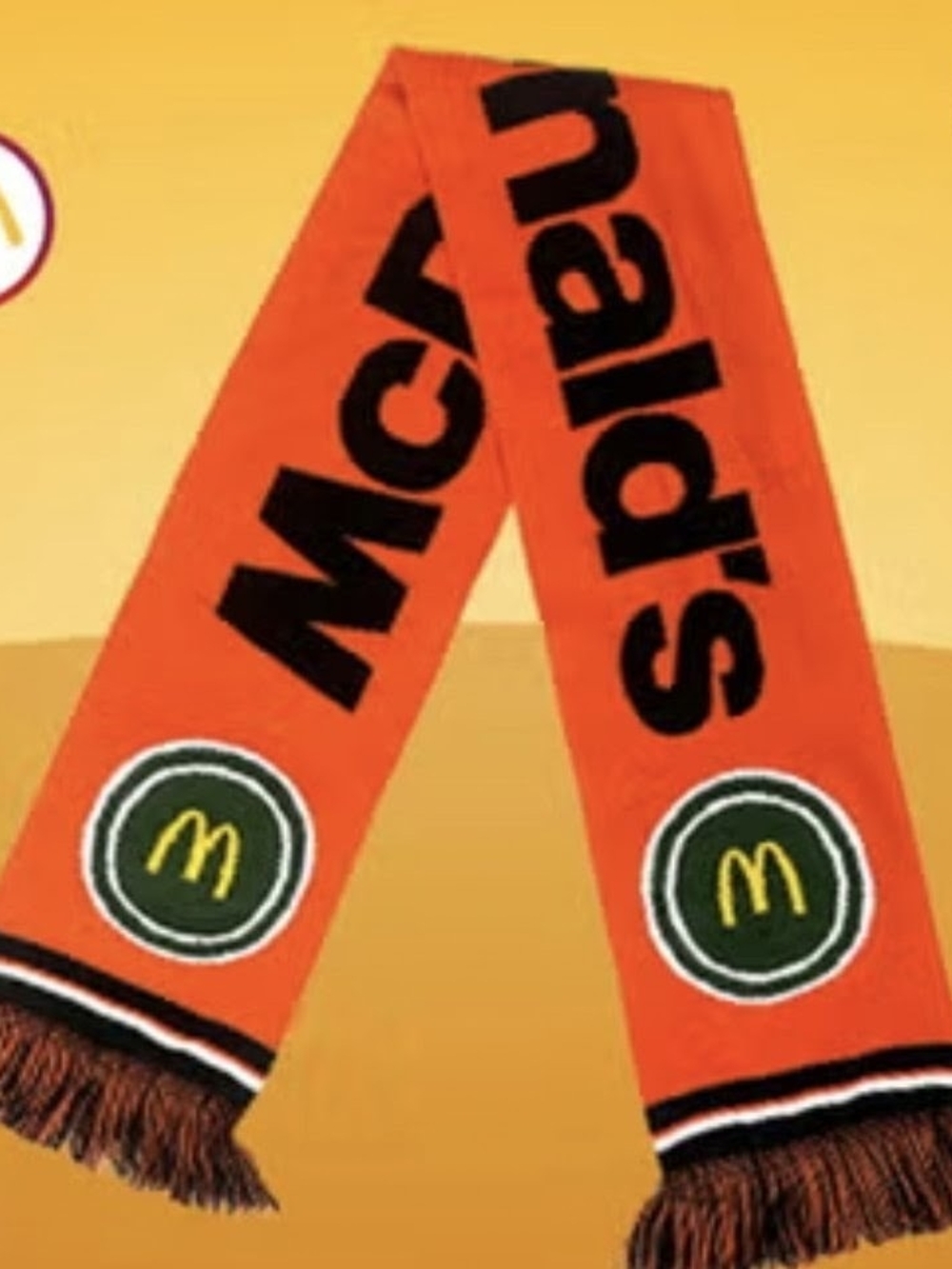 Mc Donald's Bold Orange Graphic Scarf with Green & Black Accents